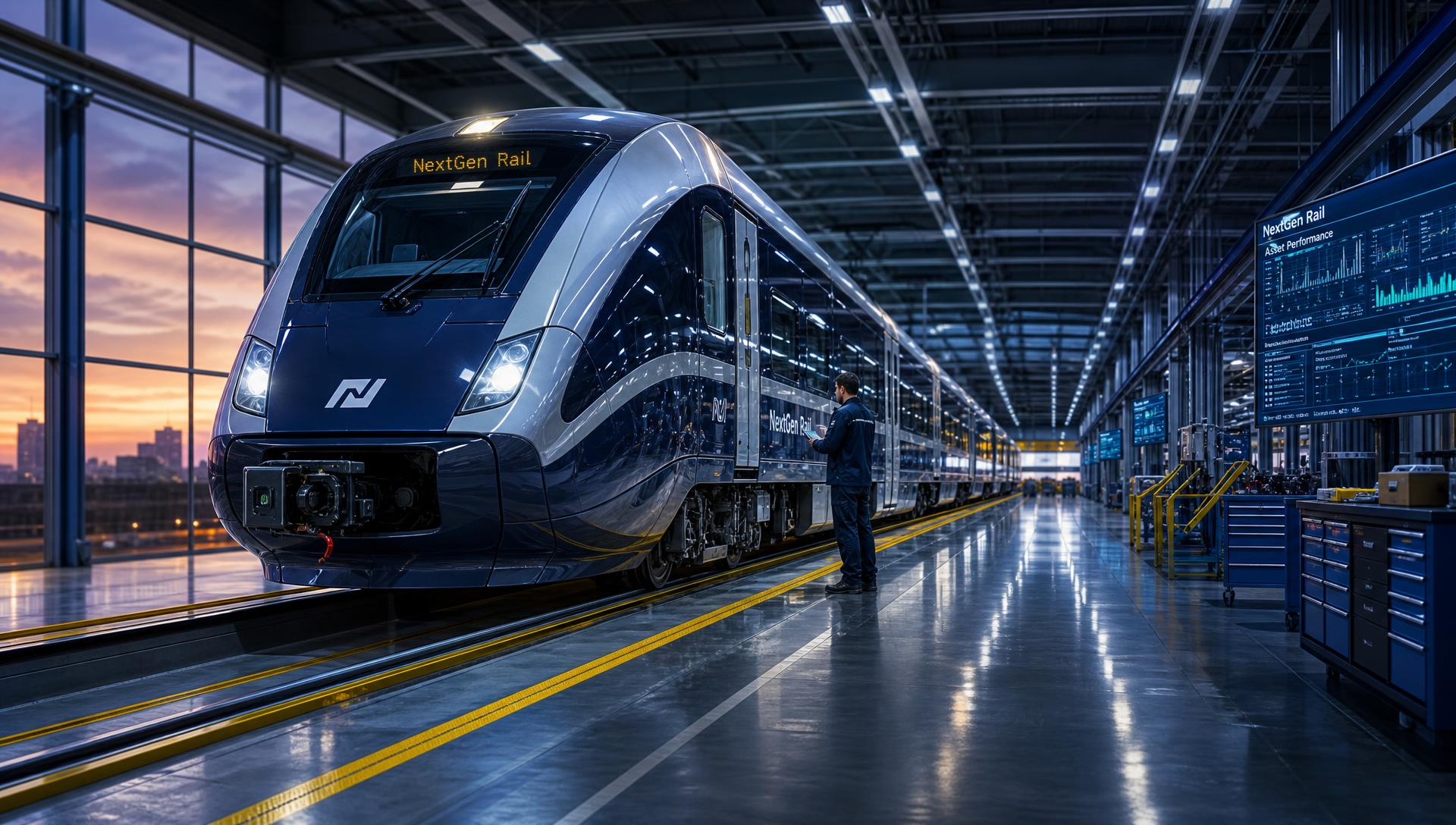 Locomotive and wagons inside a maintenance depot